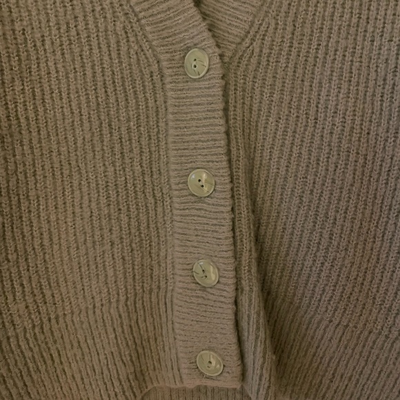 MONKI Light Green Sage Puffy Sleeve Button Down Knit Top - Picture 9 of 10